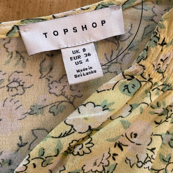 Topshop Women’s Floral Yellow Green Mini Summer Dress New size 4 pretty! - Picture 4 of 13